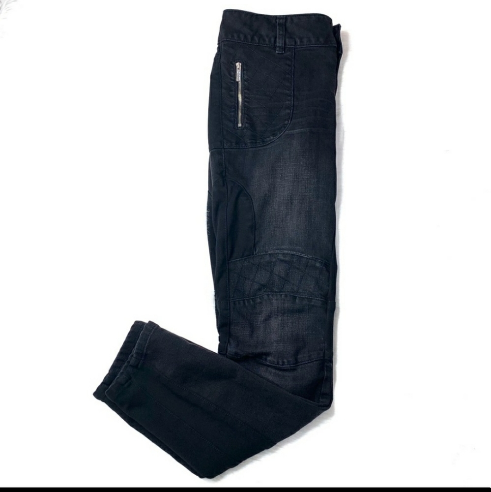 Karen Millen High Rise Black Skinny Moto Jeans